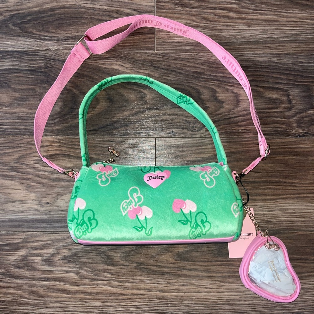 Juicy Couture Green and Pink Floral Crossbody Bag